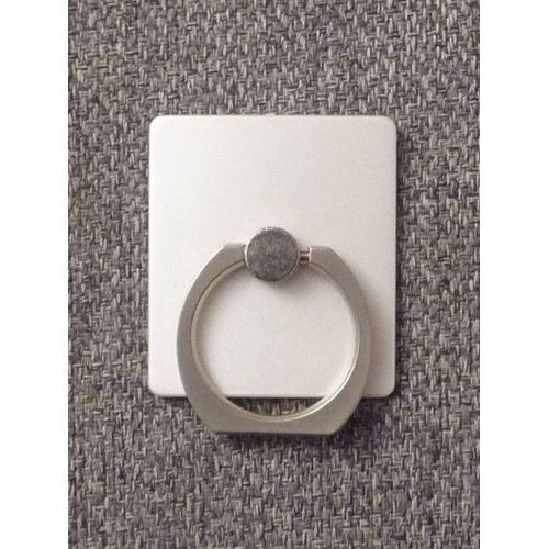 Bijou De Téléphone/Ipad Avec Support Rotatif- Bague Carré Blanc + Argenté