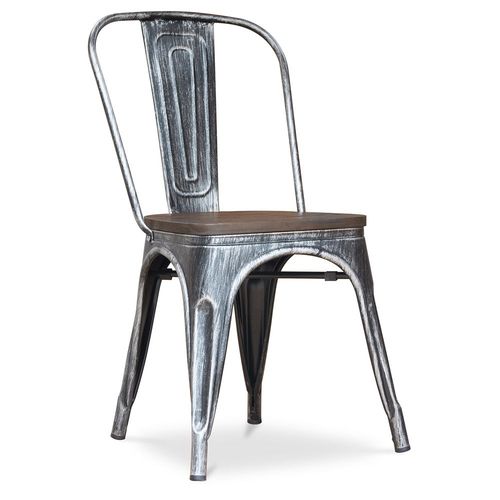 Chaise Bistrot Metalix Assise En Bois Nouvelle Édition - Métal Industriel