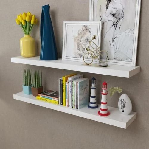 Vidaxl 2 Étagères Murales Mdf Blanc Rangement De Livres/Dvd 242185
