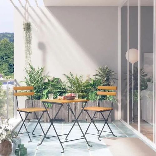 Vidaxl Mobilier De Bistro Pliable 3 Pcs Bois D'acacia Solide