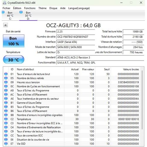 Disque dur SSD 64 Go OCZ Agility 3