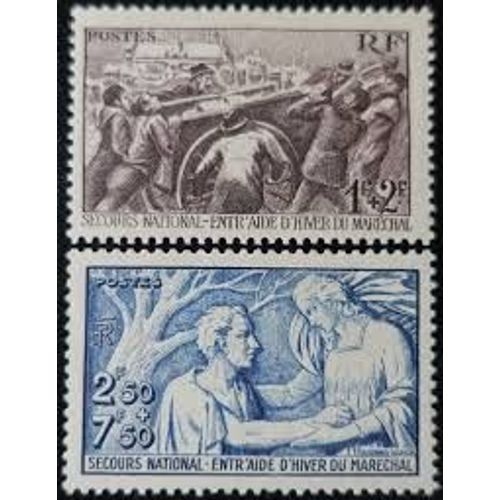 Au Profit Du Secours National : Entraide D'Hiver Du Maréchal La Paire Année 1941 N° 497 498 Yvert Et Tellier Luxe