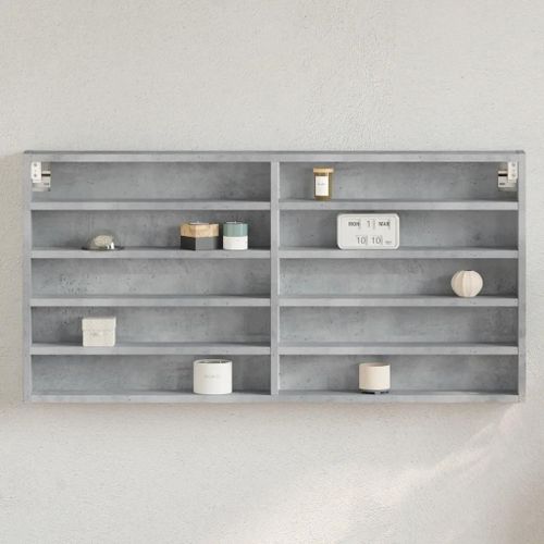 Armoire À Vitrine Gris Béton 100x8,5x50 Cm Bois D'ingénierie