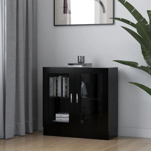 Armoire À Vitrine Noir 82,5x30,5x80 Cm Bois D'ingénierie