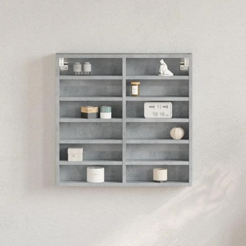 Armoire À Vitrine Gris Béton 60x8,5x58 Cm Bois D'ingénierie