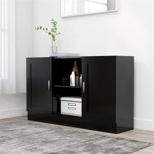 Buffet Noir 120x30,5x70 Cm Bois D'ingénierie