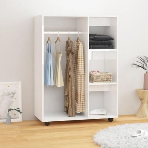 Garde-Robe Blanc Brillant 80x40x110 Cm Bois D¿Ingénierie