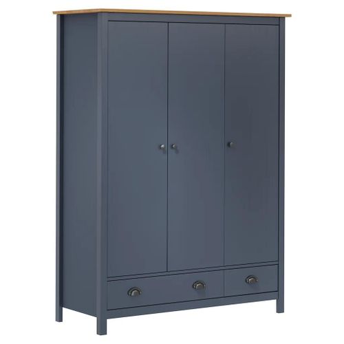 Garde-Robe À 3 Portes Hill Gris 127x50x170 Cm Pin Solide