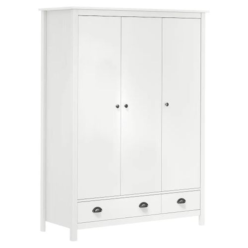 Garde-Robe À 3 Portes Hill Blanc 127x50x170 Cm Bois Pin Solide