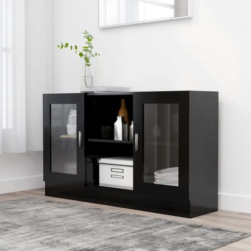 Armoire À Vitrine Noir 120x30,5x70 Cm Bois D'ingénierie