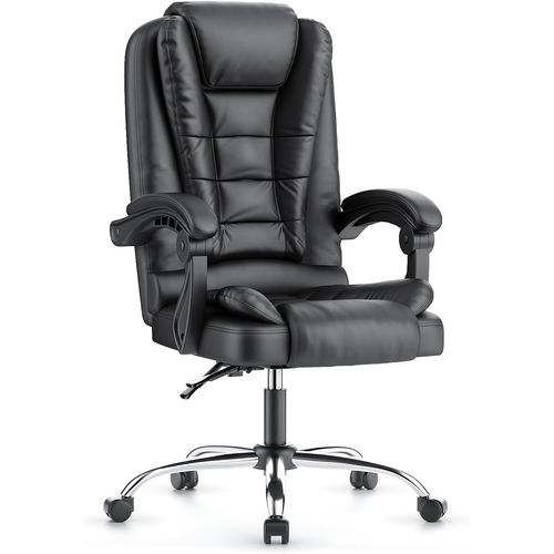 Fauteuil De Bureau, Chaise Ergonomique, Siège Ergonomique , Inclinable Et Hauteur Réglable, Roulette Silencieuse, Noir