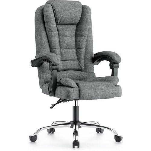 Fauteuil De Bureau, Chaise Ergonomique, Siège Ergonomique , Inclinable Et Hauteur Réglable, Roulette Silencieuse, Gris Foncé