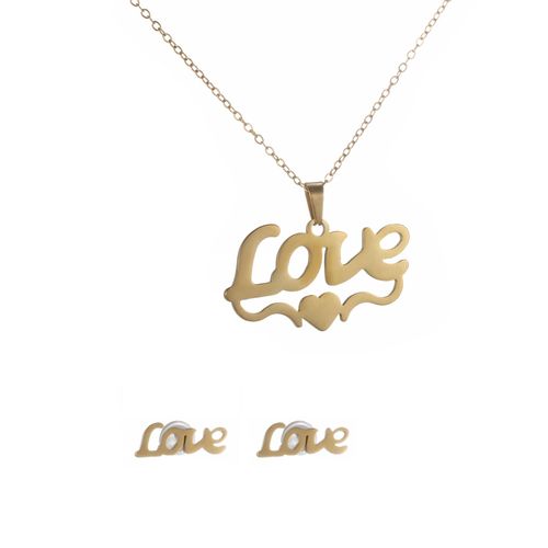 Ensemble Bijoux Femme 3ps Love Collier Boucles D'oreilles