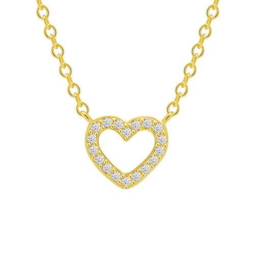 Collier Pendentif Coeur Zircon Plaqué Or Pour Femmes