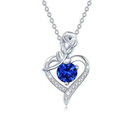 Collier Pendentif Bijoux Femme argent 925 coeur Fleurs roses cristal