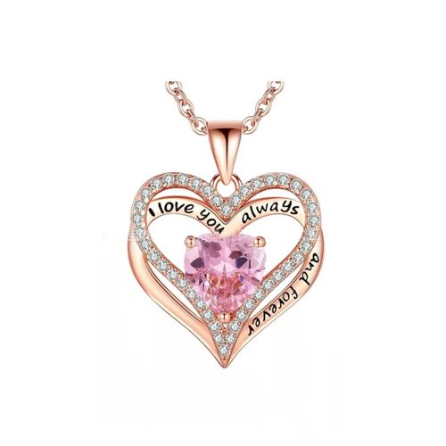 Collier Pendentif Bijoux Femme Plaqué Or Coeur Cristal Amour Sans Fin Chaîne, Fête Des Mères, Noël Cadeau Jfs07-1