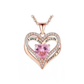 Collier Pendentif Bijoux Femme Plaqué or coeur cristal amour sans