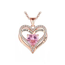 Collier Pendentif Bijoux Femme Plaqué Or Coeur Cristal Amour Sans Fin Chaîne, Fête Des Mères, Noël Cadeau Jfs07-1