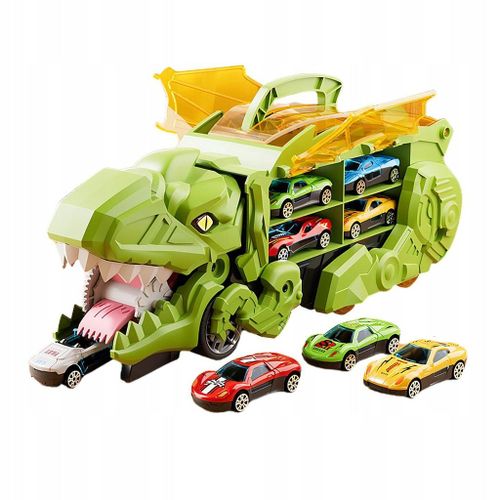 Transporteur De Dinosaures Avec 8 Pistes Créatives Pour Petites Voitures Et Couleur Verte