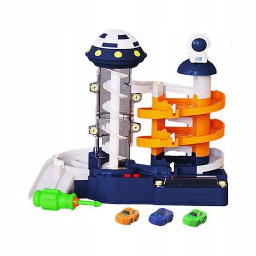 Garage pour véhicules jouets pour tout-petits avec lumières colorées, 3 niveaux éducatifs, 3 voitures