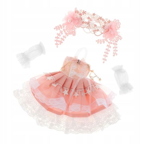 Vêtements De Poupée Robe Faite À La Main Avec Coiffe Tenues De Style Pastoral Garniture Rose