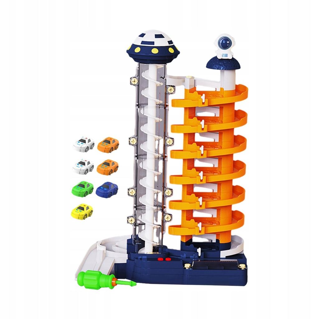 Garage de véhicules éducatifs pour tout-petits avec lumières colorées, 7 niveaux, 7 voitures