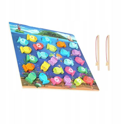 Jeu De Pêche En Bois Avec Cannes À Pêche Et Poissons, Puzzle De Chiffres Et D'alphabet, Style Ancien A