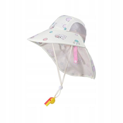 Chapeau de soleil pliable à large bord pour enfants, style décontracté, printemps-été, beige, motif lapin de dessin animé