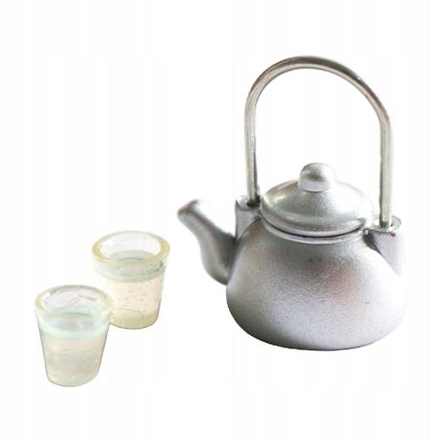 Gamchiano Maison De Poupée Miniature Bouilloire Et Tasses Accessoires De Cuisine Maison De Poupée
