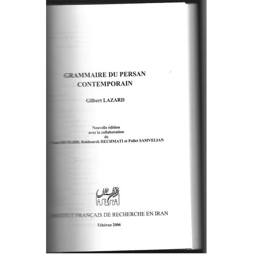 Grammaire Du Persan Contemporain