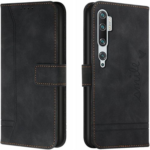 Étui Pour Mi Note 10 Mode Cuir Magnétique Pince Portefeuille Support Rabattable Anti Chute Housse Protection Pour Xiaomi Mi Note 10/10 Pro/Cc9 Pro 6.47"" Le Noir