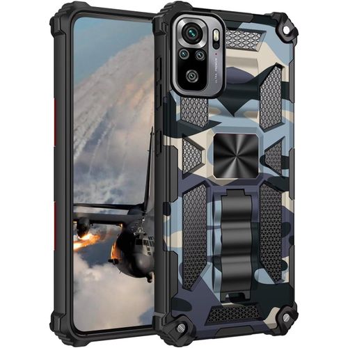 Coque Pour Xiaomi Redmi Note 10s,Anneau Support Militaire Anti-Chute Renforcée Bumper Antichoc Tpu Souple Et Pc Rigide Protection Etui Pour Xiaomi Redmi Note 10 4g Navy Blue