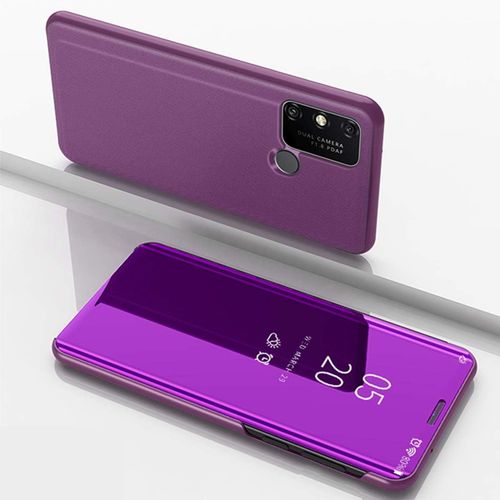 Huawei Y6p Coqueclear View Cover Translucide Miroir Etui À Rabat Housse En Cuir Flip Case Pour Huawei Y6p 6.3"" Violet