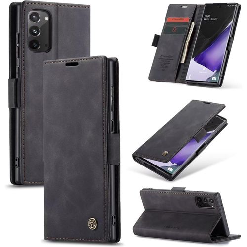 Etui Coque Pour Samsung Galaxy Note20,Protection Housse En Cuir Pu Portefeuille Livre, Emplacements Cartes , Fonction Support , Languette Magnétique ,Noir