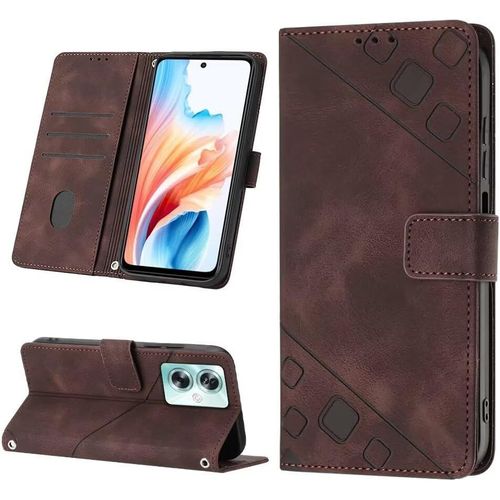 Coque Pour Oppo A16k Premium Cuir Pu Étui Flip Portefeuille À Rabat Housse Case Avec Fermeture Magnétique Etui De Protection Fentes Pour Cartes Stand Fonction ,Marron