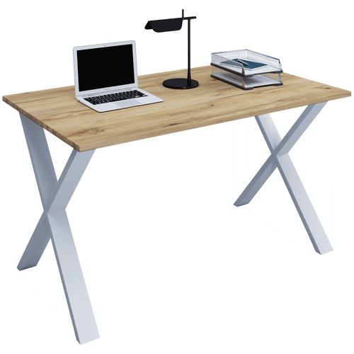 Vcm Bureau En Bois Table D'ordinateur Table De Travail Meubles De Bureau Lona X Argent Bureau En Bois Table D'ordinateur Table De Travail Meubles De Bureau Lona X Argent
