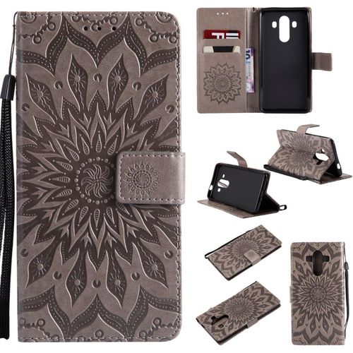 Coque Pour Huawei Mate 10 Pro Pas Pour Mate 10 Coque Housse Portefeuille Case Fleur Design Pour Huawei Mate 10 Pro Flip Cover Magnétique Protection Pour Huawei Mate 10 Pro,Coque Gris