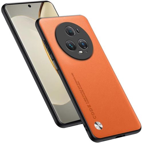 Housse Coque De Protection Conçue Pour Honor Magic5 Pro 5g 6.81"" , Style Simili Cuir - Orange