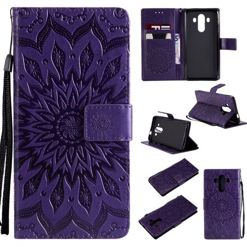 Coque Pour Huawei Mate 10 Pro Pas Pour Mate 10 Coque Housse Portefeuille Case Fleur Design Pour Huawei Mate 10 Pro Flip Cover Magnétique Protection Pour Huawei Mate 10 Pro,Coque Violet