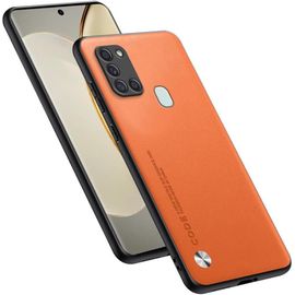 Housse Coque De Protection Conçue Pour Samsung Galaxy A21s 6.5"" , Style Simili Cuir - Orange