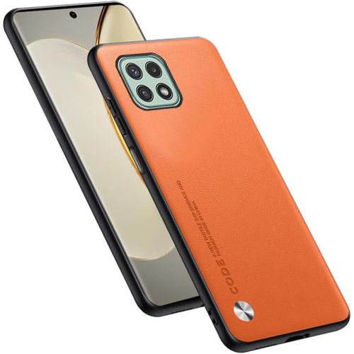 Housse Coque De Protection Conçue Pour Samsung Galaxy A22 5g 6.6"" , Style Simili Cuir - Orange