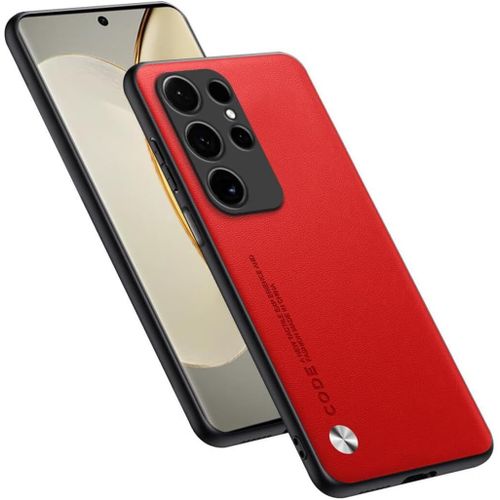 Housse Coque De Protection Conçue Pour Samsung Galaxy S24 Ultra 6.8"" , Style Simili Cuir - Rouge