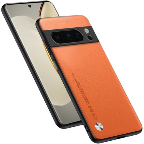 Housse Coque De Protection Conçue Pour Google Pixel 8 Pro 6.7"" , Style Simili Cuir - Orange
