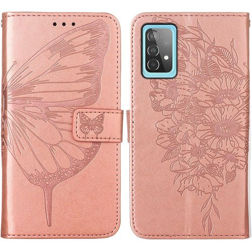 Coque Cuir Pour Samsung Galaxy A52 5g 4g / A52s 5g Étui À Rabat Motif Dessin Pour Filles Femmes, Portefeuille Housse Avec Case 360 Degrés Silicone Antichoc Protection Cover Cuir - Or Rose