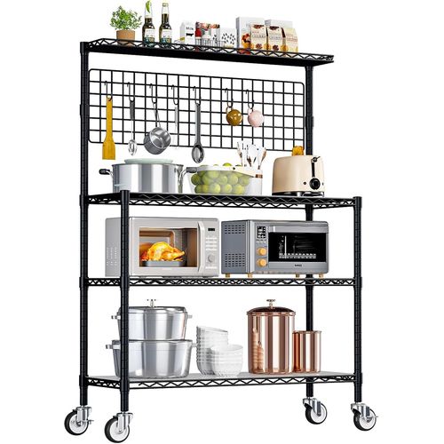 Lbgwp60 Étagère De Cuisine Avec Multiprise,Étagères De Stockage Pour Four À Micro-Ondes Et Four,Kitchen Baker's Rack Industrielle Et Crochets En Métal,Étagère Pour Machine À Café