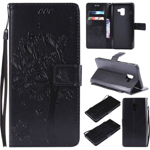 Coque Pour Samsung Galaxy A8 2018 Coque Housse Case Portefeuille Etui Pour Samsung Galaxy A8 2018 Flip Cover Cuir Porte Carte Magnétique Protection Pour Galaxy A8 2018,Étui Noir