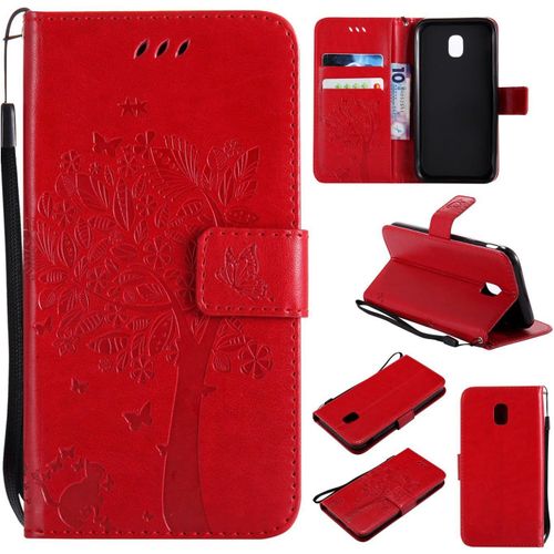 Coque Pour Samsung Galaxy J3 2017/J330 Coque Housse Case Portefeuille Etui Pour Samsung Galaxy J3 2017/J330 Flip Cover Magnétique Protection Pour Galaxy J3 2017/J330,Étui Rouge