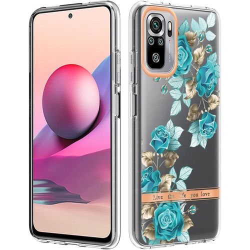 Coque Pour Xiaomi Redmi Note 10 4g/Xiaomi Redmi Note 10s Étui Coque Silicone Fleur Motif Souple Tpu Case Mince Doux Clair Housse Antichoc Etui Slim Gel Cover Léger Coque,Bleu Gris