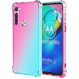 Coque Pour Motorola Moto G8 Power Coque, Étui En Gradient Color Tpu Case Cover, Coins Renforcés Housse De Protecteur Transparente Antichoc Souple Tpu Silicone Bumper Rose/Vert