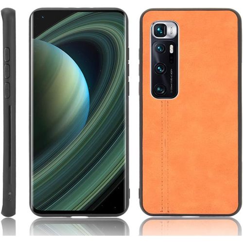 Coque Xiaomi Mi 10 Ultra,Cadre En Tpu Souple + Cuir Pu Dur Pc Housse De Protection Etui Pour Xiaomi Mi 10 Ultra Jaune